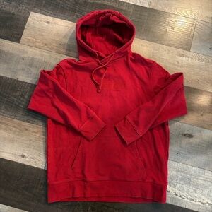 American Eagle Red Hoodie XL Tonal Embossed Logo Cozy Fleece Pullover